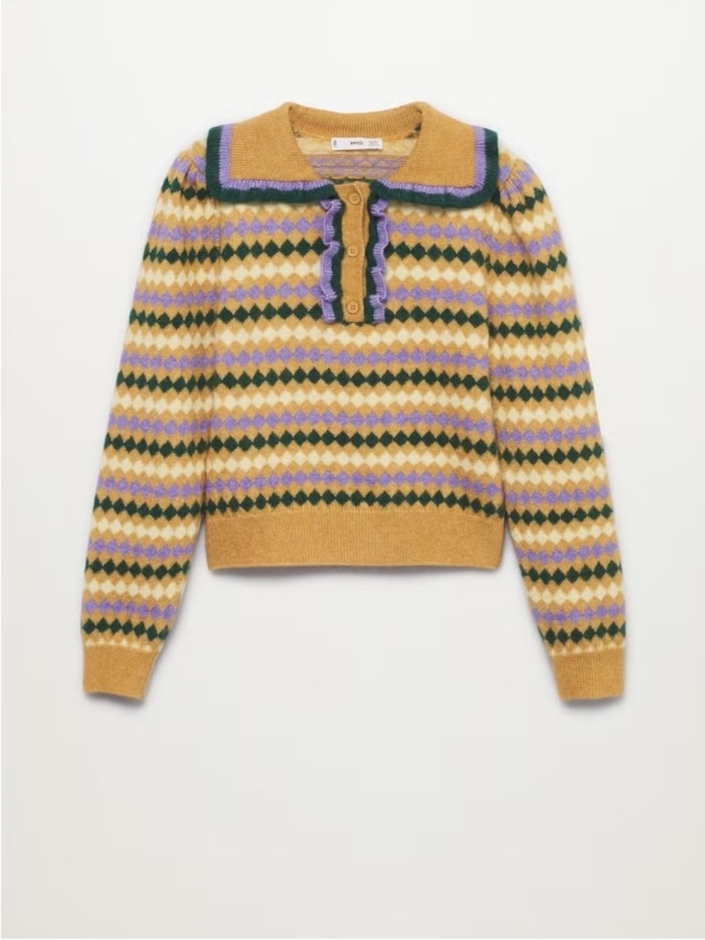 MANGO “Arlequin” Cropped Knit Sweater | Size XL
